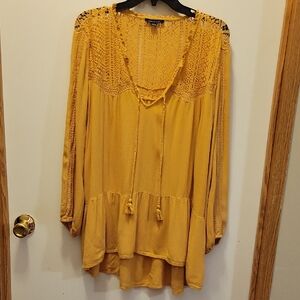 American Eagle Outfitters Yellow Lace Blouse